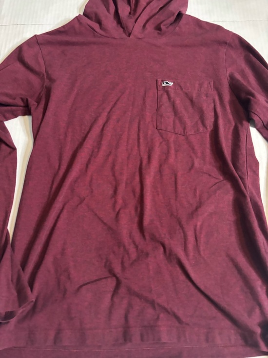Vineyard Vines Men's XS Maroon Hooded Long-Sleeve Pocket Shirt Whale Logo - Picture 4 of 5